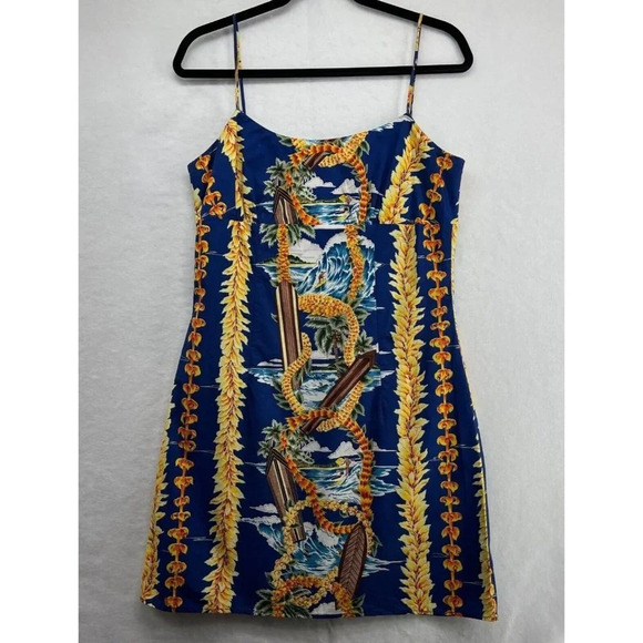 Royal Creations Dresses & Skirts - Royal Creations Mini Dress Women's Size L Hawaiian Shift Sleeveless Cotton Blue